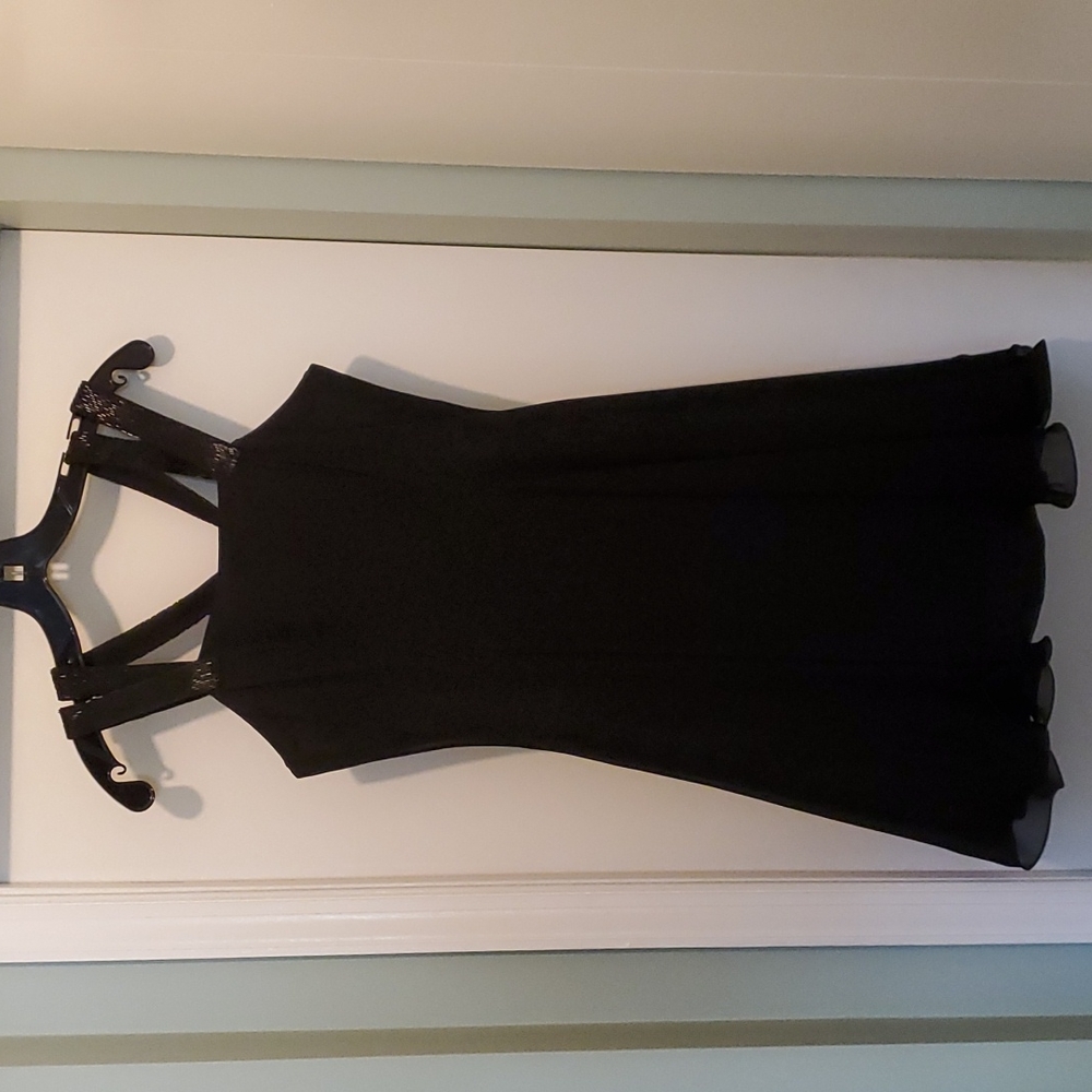 NITELINE Black dress with bugle beads.